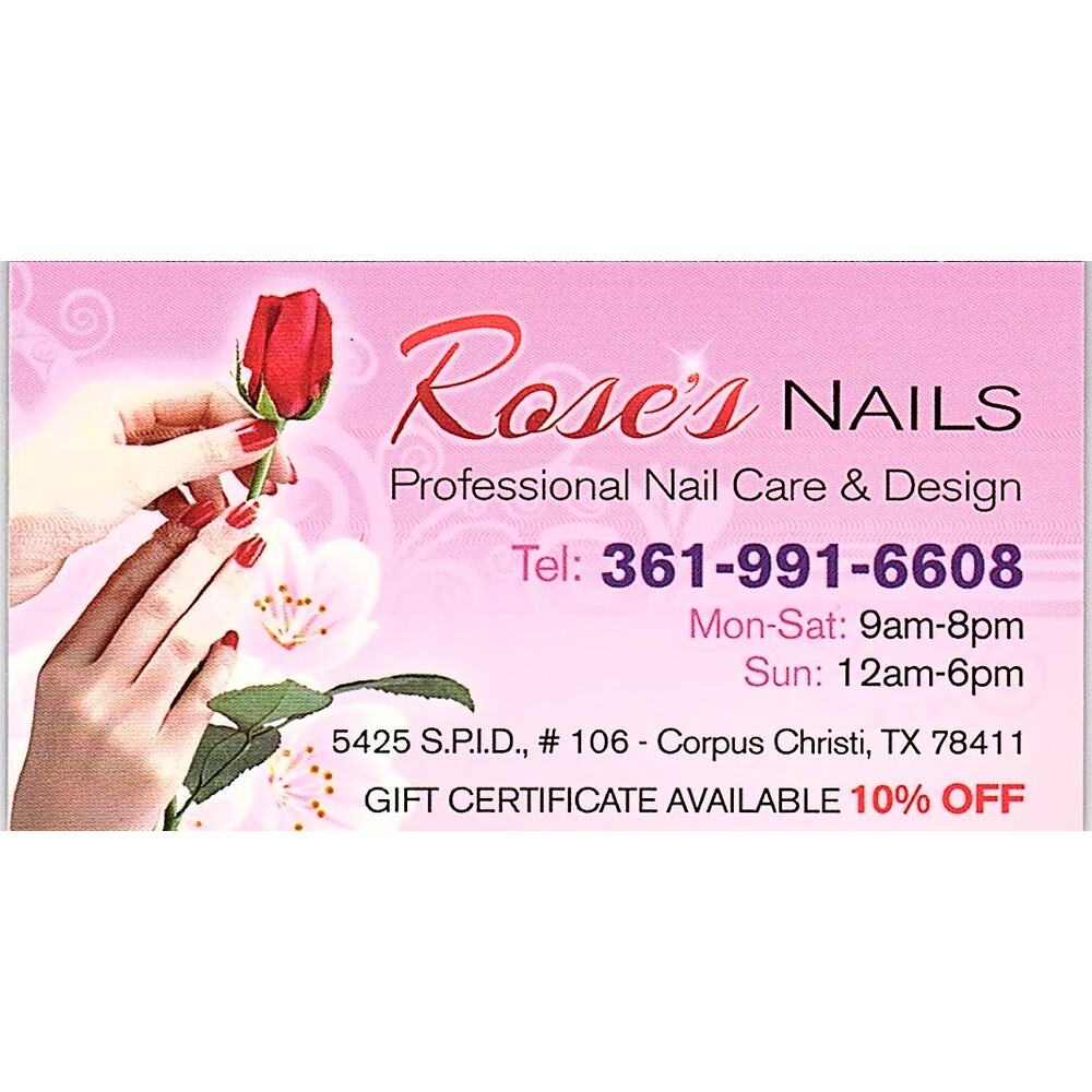 Rose's Nails Nail Care & Design Corpus Christi TX Business Card STK2-BC2-8